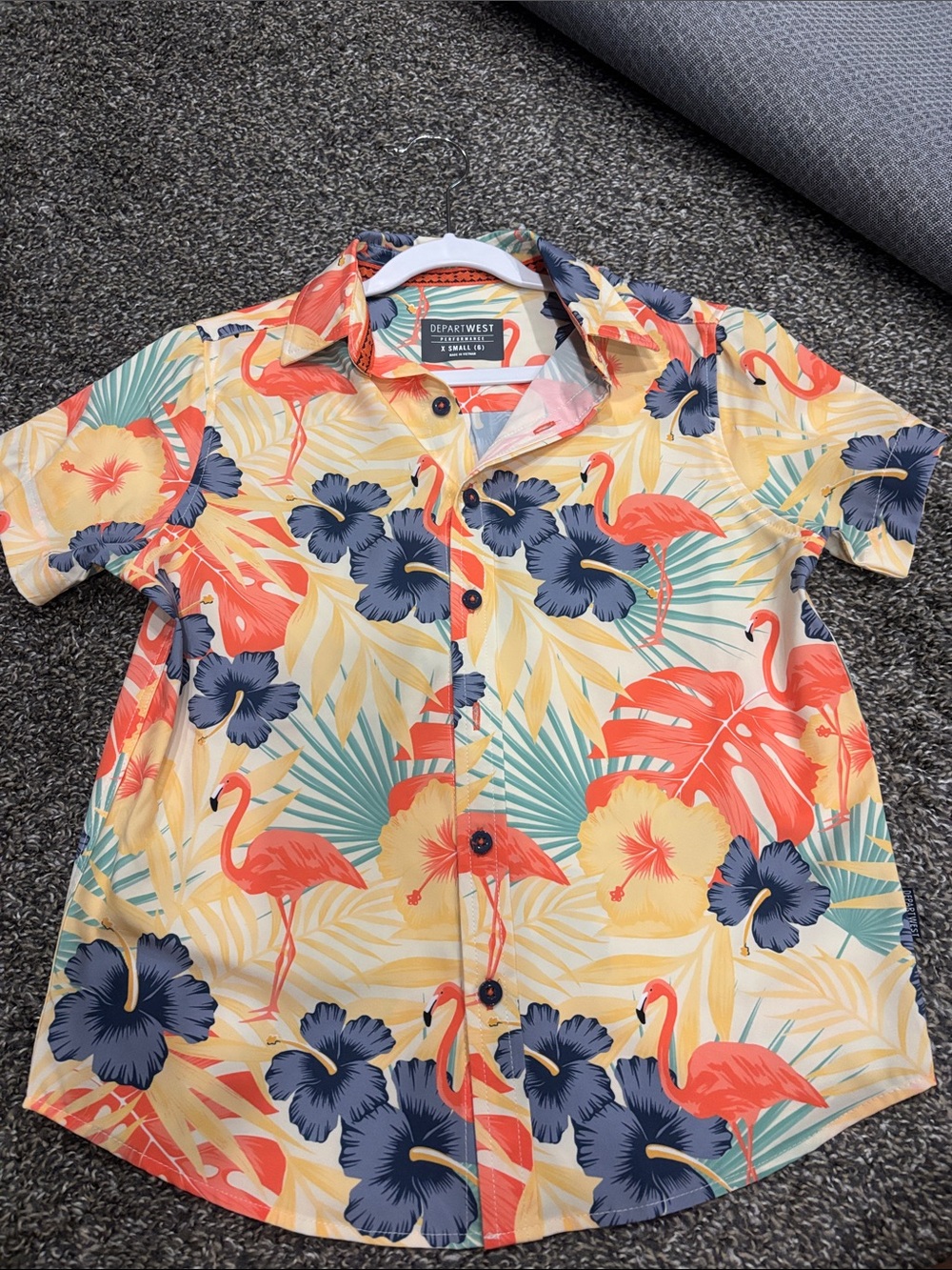 Boys BKE Kids' Tropical Flamingo Button-Up Shirt - Yellow/Coral